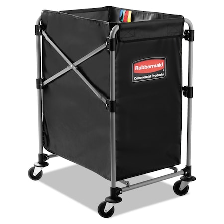 Rubbermaid Commercial Collapsible XCart, Steel, 4 Bushel Cart, 20.33w x 24.1d x 34h, Bk/Slvr 1881749
